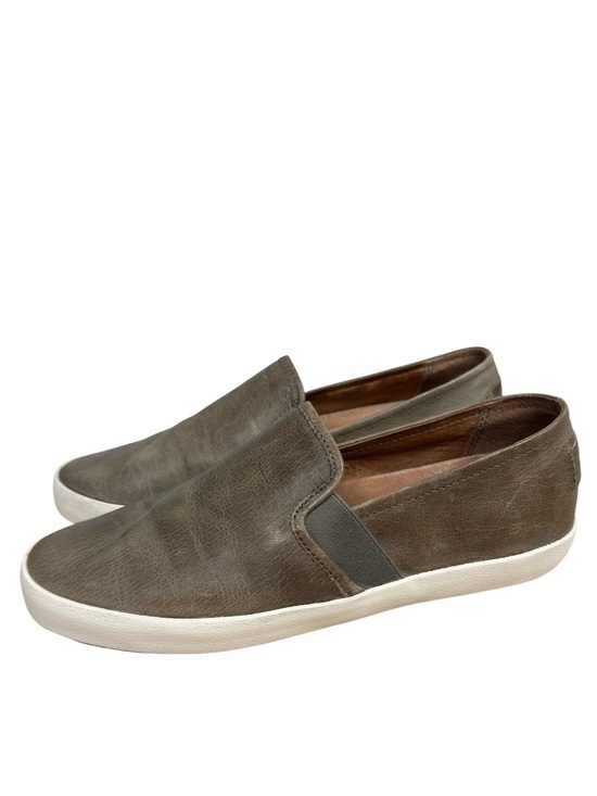 Frye Shoes - Frye Dylan Slip On Sneakers Gray Distressed Leather Casual Shoes Women US 8.5